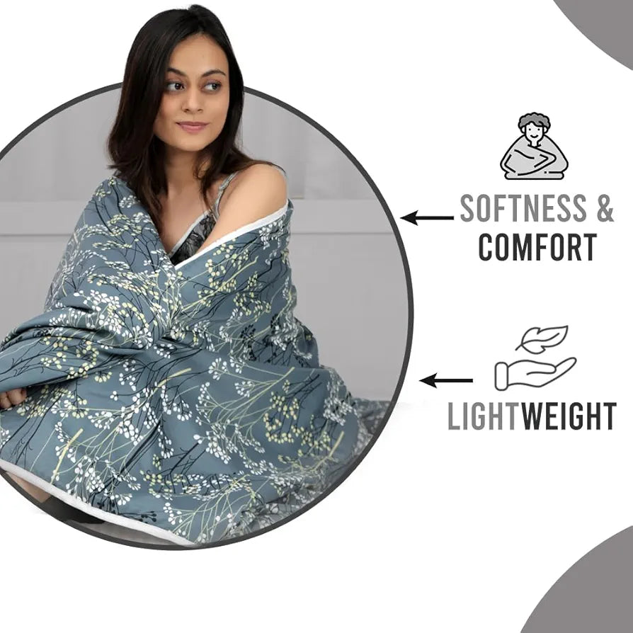 Divine Casa 150 GSM Microfiber Reversible Double Bed Comforter Size 254 x 230 cm Ultra Soft Lightweight All-Season Blanket Colour Beetle Grey