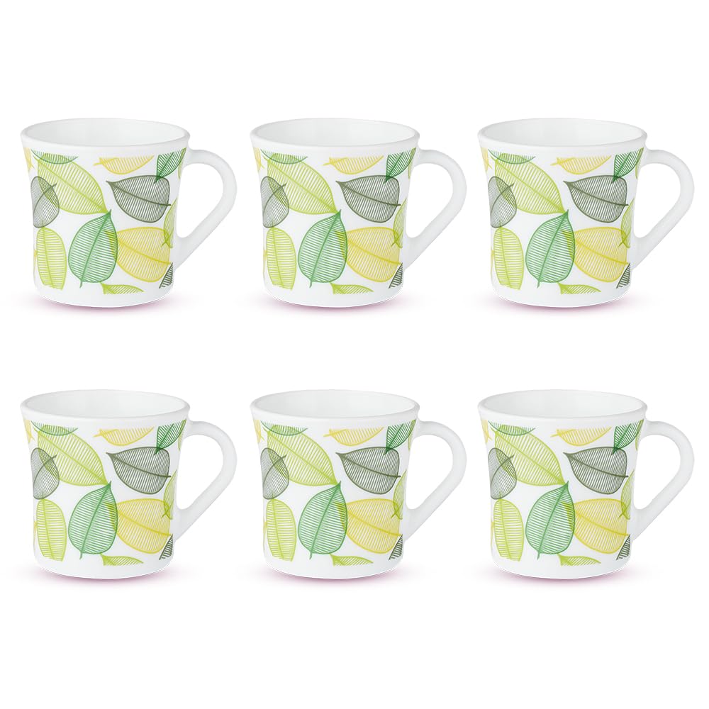 Larah by Borosil Crysta Series Noma Opalware Mug | Set of 6 Tea/coffee Mugs | 100 Ml Each