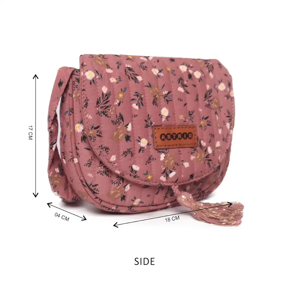 Astrid Handmade Macrame Flap Over Sling Bag For Girls And Women Colour Old Rose