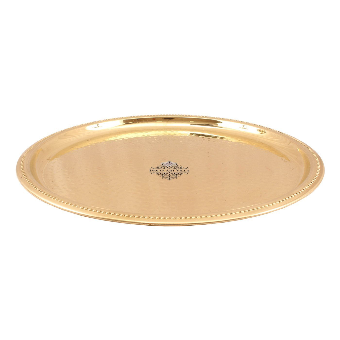 Indian Art Villa Hammered Brass Serving Plate 14.1