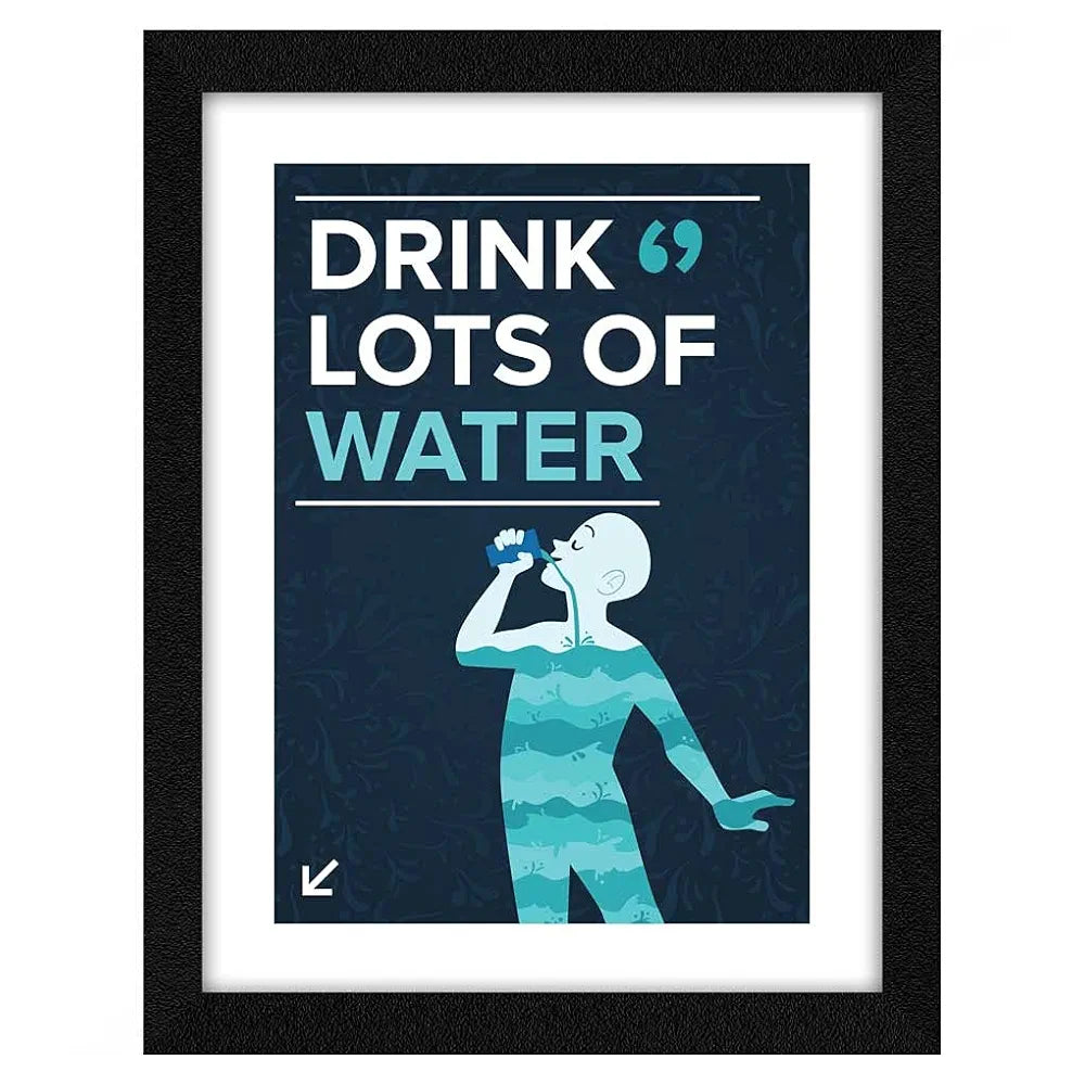 ArtX Paper Drink Lots Of Water Quote Wall Frame Art Painting