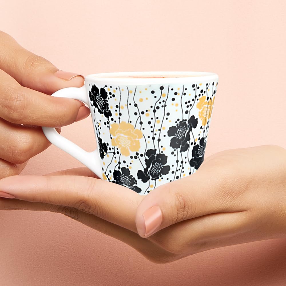 Larah by Borosil Novelty Series Dreamer Opalware Mug | Set of 6 Tea/coffee Mugs | 110 Ml Each