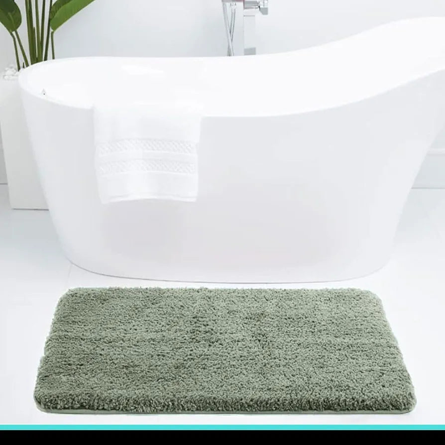 Luxe Home International Microfiber Bath Mat Super Soft Non Slip Vegas Rectangular Mats 45x75 cm Colour Pastel Green