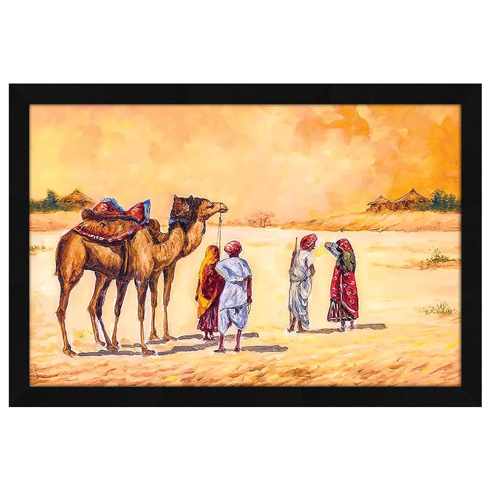 ArtX Paper Village Scene Framed Wall Art Painting AXI00285-VIL