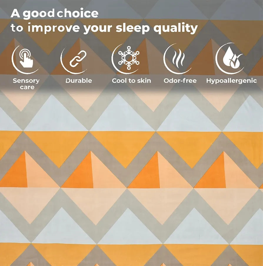 Fresh From Loom Single Bed Floral Design Microfiber Single Bedsheet Hypo-Allergenic Bedsheets Bedcover Wrinkle Free Includes 1 Pillow Covers 144 TC Chevron Orange