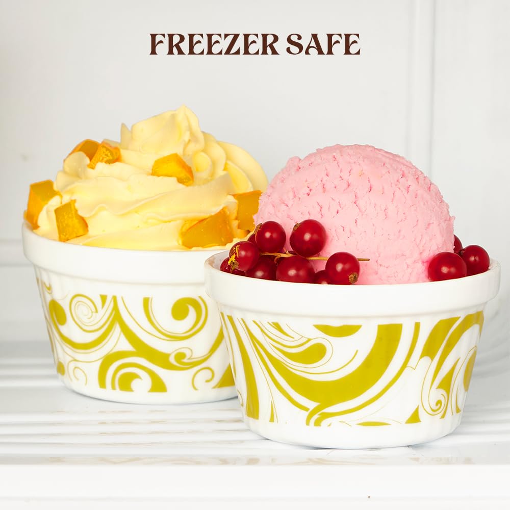 Larah by Borosil Frosty Green Ice Cream Bowl/Dessert Set | Set of 6