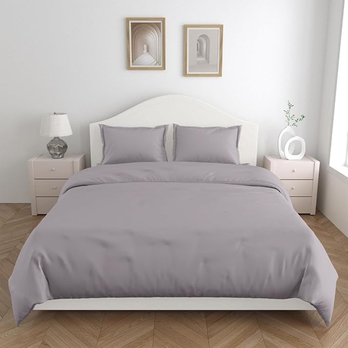 Haus & kinder Cotton Plain Solid Bedsheet for King Size 2 Pillow Covers | Colour Mauve