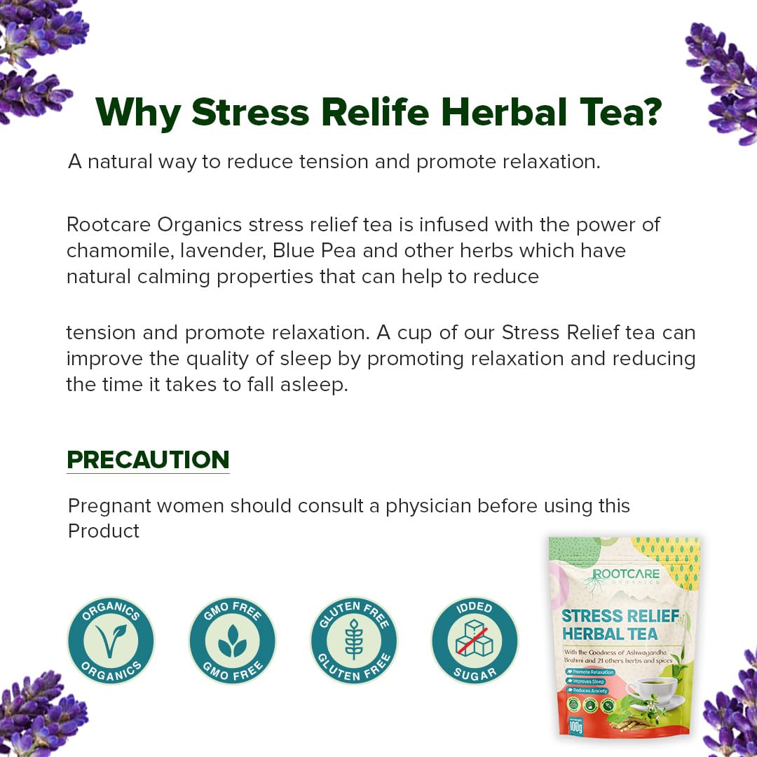 Rootcare Organics Calming Stress Relief Herbal Tea - 100 gms