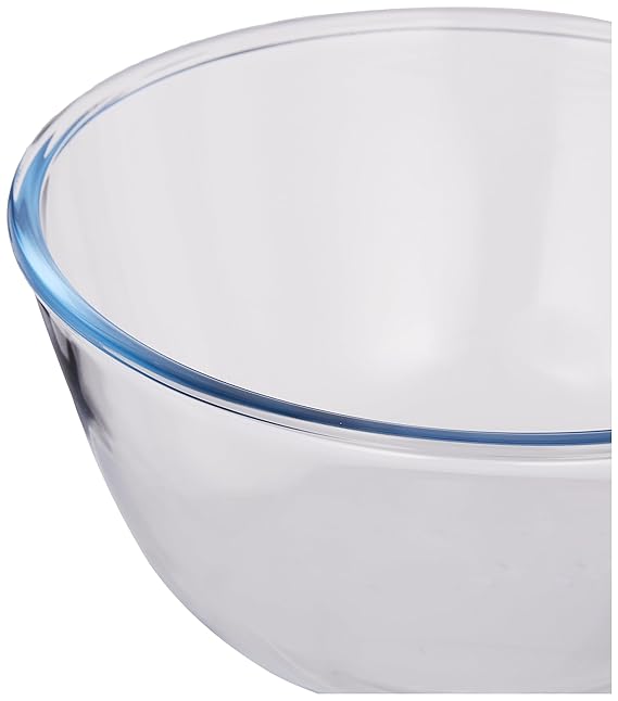 Borosil Basic Glass Mixing & Serving Bowls With Blue Lid | Microwave Safe Bowls | Set of 1 | 1.3 Litres