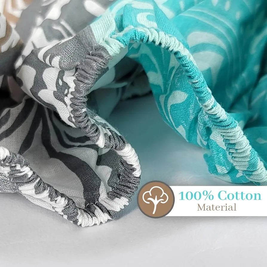 Divine Casa 144 TC 100% Cotton Floral Grey Breathable Bedsheet Double Size Bed Cotton Elastic Fitted Colour Air Blue