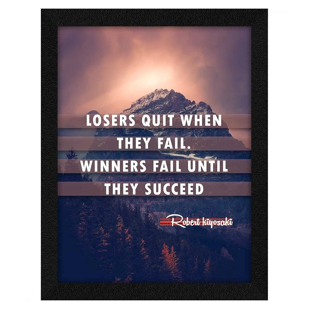 ArtX Paper Motivational Inspirational Quotes Losers Quit Framed Wall Art Painting