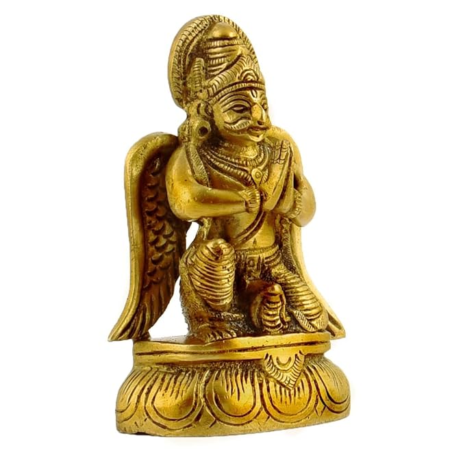 The Advitya Brass Garuda Idol Statue Vishnu Vahan | Vishnu's Vehicle Eagle Murti | Home Decor/ Office/ Gifting Item