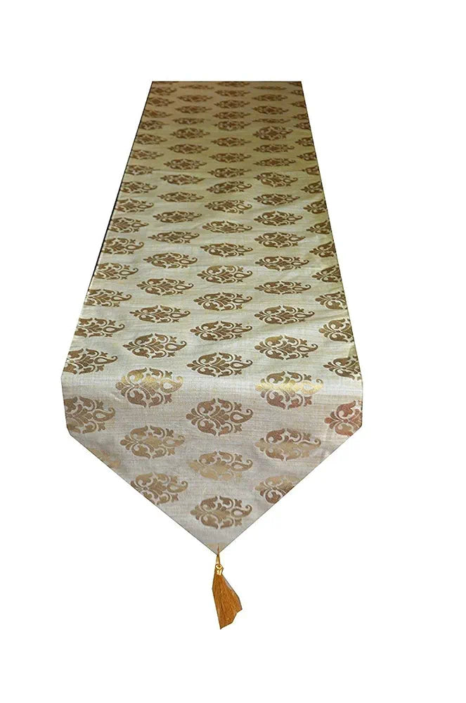 Pink Parrot Durable Dopian Silk Table Runner Large Colour Beige