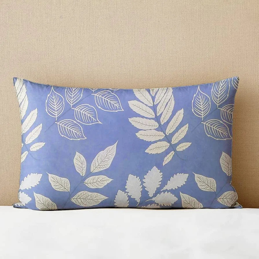 BSB HOME Prime Collections 160tc Pure Microfiber Glace Cotton Double Bedsheet with 2 King Size Pillow Covers Royal Blue White Leaf