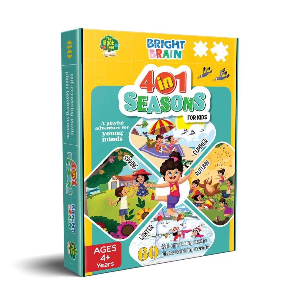 The Book Tree Bright Brain 4 in 1 Indian Seasons Jigsaw Puzzle for Kids, 60 Piece Puzzles | Educational Toy for Ages 3 and Above, Gift Box by Majestic Book Club