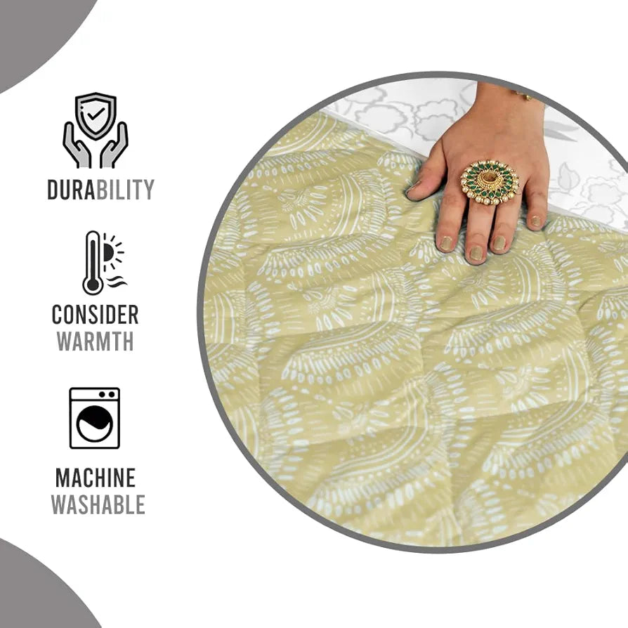 Divine Casa 120 GSM Microfiber Single Bed Comforter Soft & Lightweight Reversible AC Blanket Colour Wheat