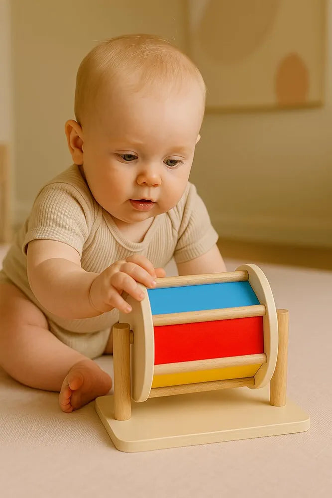 Tantrums Wooden Rainbow Wheel Toy for Infant to Build Hand Eye Concentration Motor Skills I Multicolor Rainbow Spinner