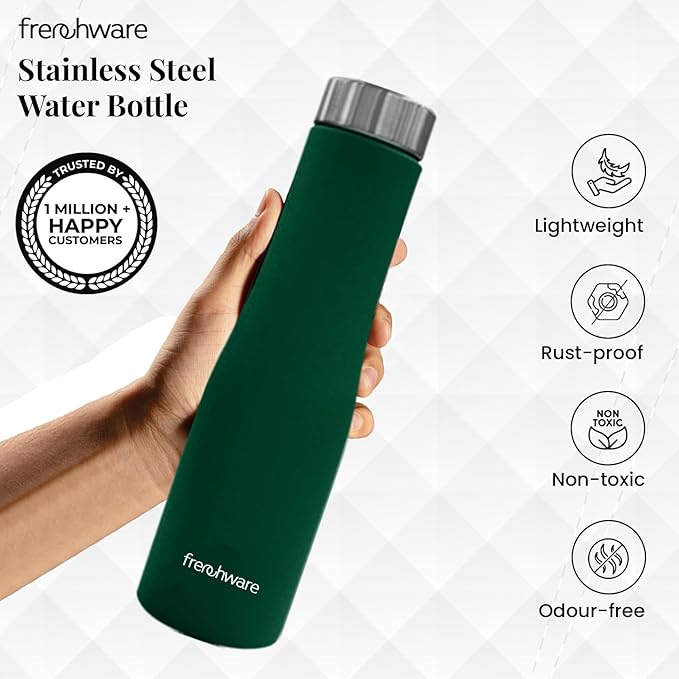 Frenchware Water Bottle 1 Litre, Stainless Steel, Premium SS 304, Teal | Easy-to-Clean