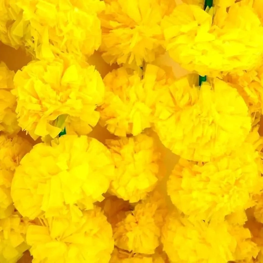 Artificial Marigold Garlands Pack of 15 Yellow Orange & Multi