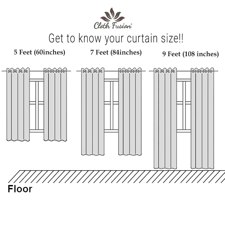 Cloth Fusion Plain Cotton Feel Sheer Window Curtains 5 Feet Long Set of 2 Semi-Transparent Lavender