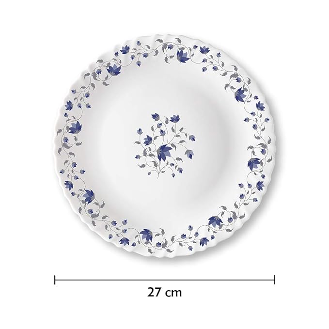 Larah by Borosil Helena Full Plate | Set of 6 | 11 Inch | White
