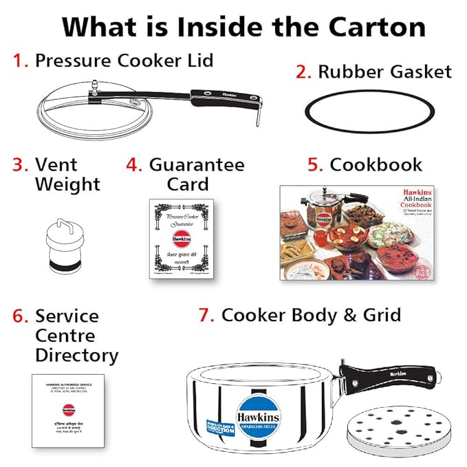 Hawkins 3 Litre Inner Lid Pressure Cooker Stainless Steel Cooker Wide Design Induction Cooker Silver