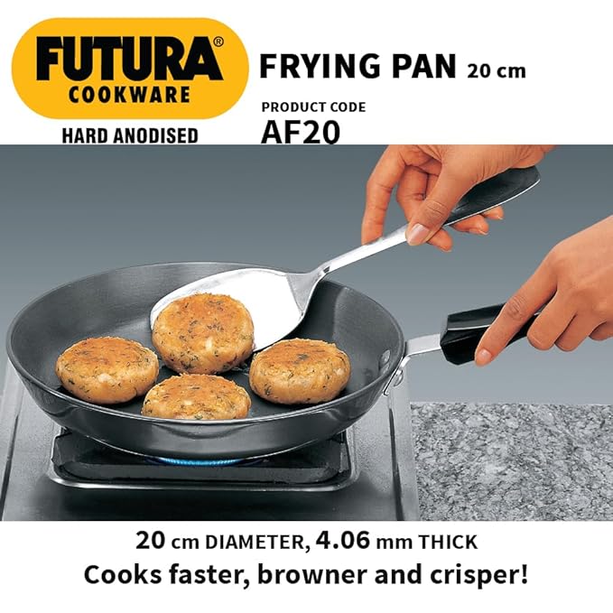 Hawkins Futura 20 cm Frying Pan, Hard Anodised Fry Pan, Small Frying Pan, Black