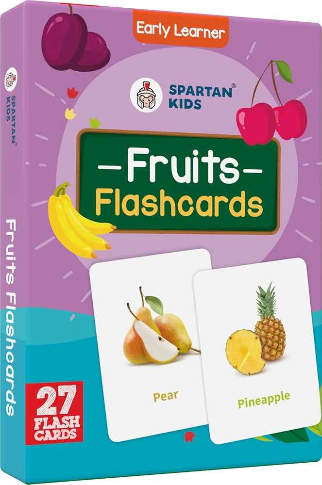 SPARTAN KIDS Fruits Flash Cards for Kids | 27 Early Learning Flash Cards Easy & Fun Way of Learning 1 Year to 6 Years Babies, for Cognitive_Skills