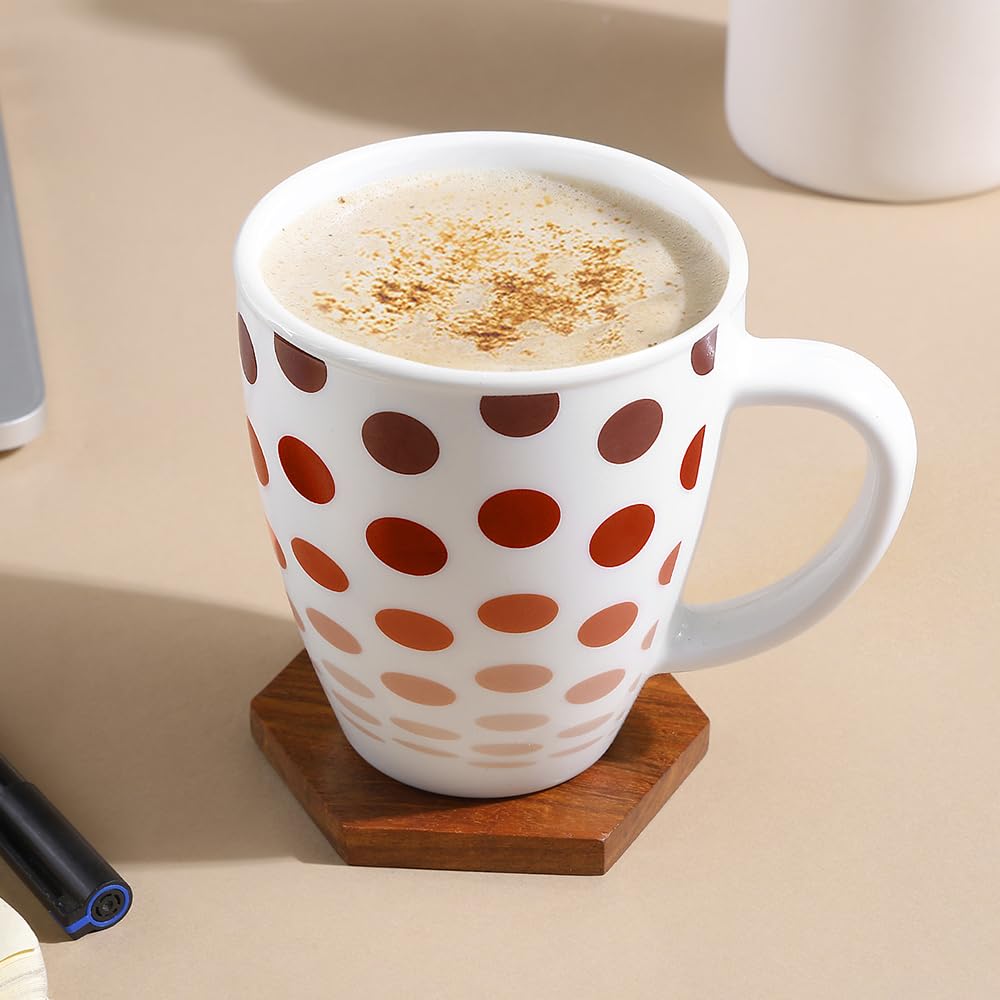 Larah by Borosil Set of 2 Polka Red Mug Set | 390 ml