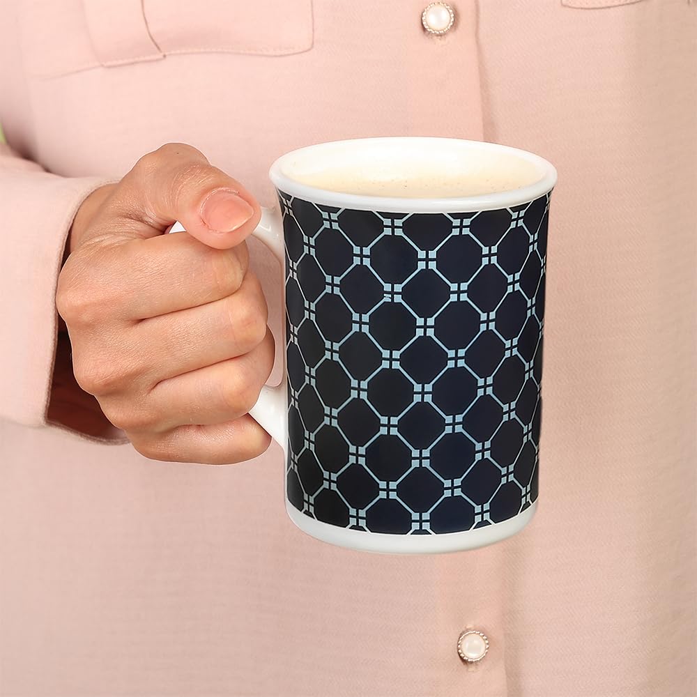 Larah by Borosil Opalware | Set of 2 | 350 ml |  Kazak | Blue Mug Set