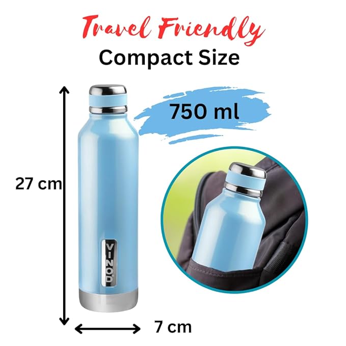 Vinod Bling Stainless Steel Vacuum Insulated Water Bottle - 750ml | Hot & Cold Thermosteel Bottle