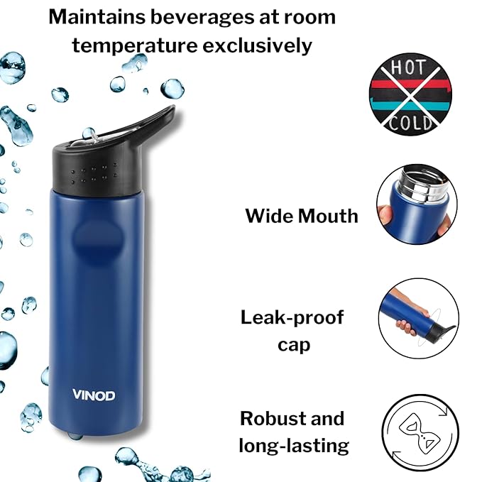 Vinod Snappy Stainless Steel Single Wall Vacuum Insulated Water Bottle - 750ml