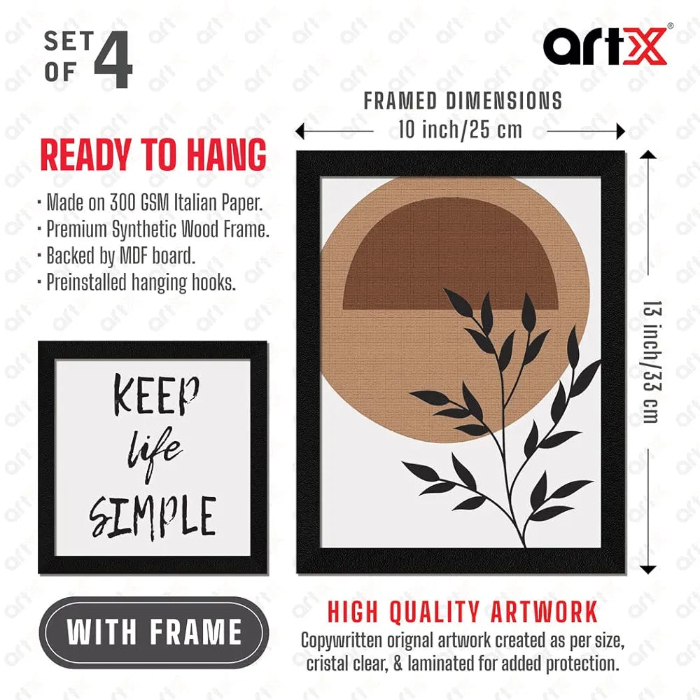 ArtX Paper Contemporary Big Wall Art Frame Painting Abstract Multicolor Set of 4