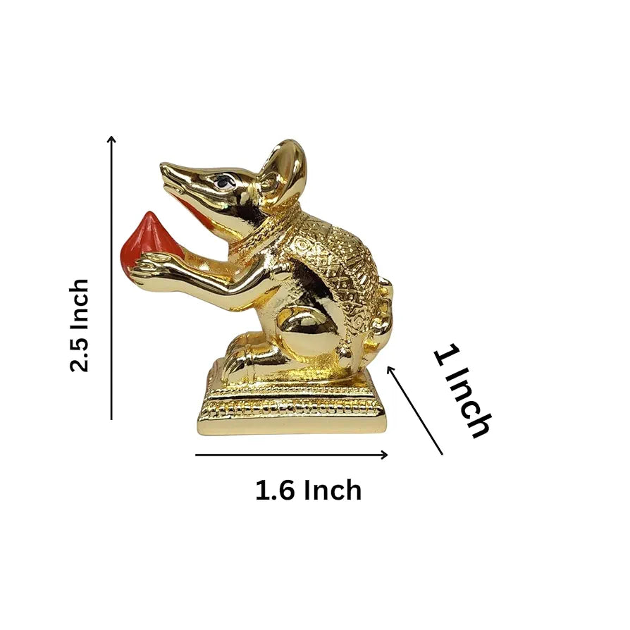 Gold Art India Gold-Plated Mushak  Mouse with Modak Orange Terracotta Finish