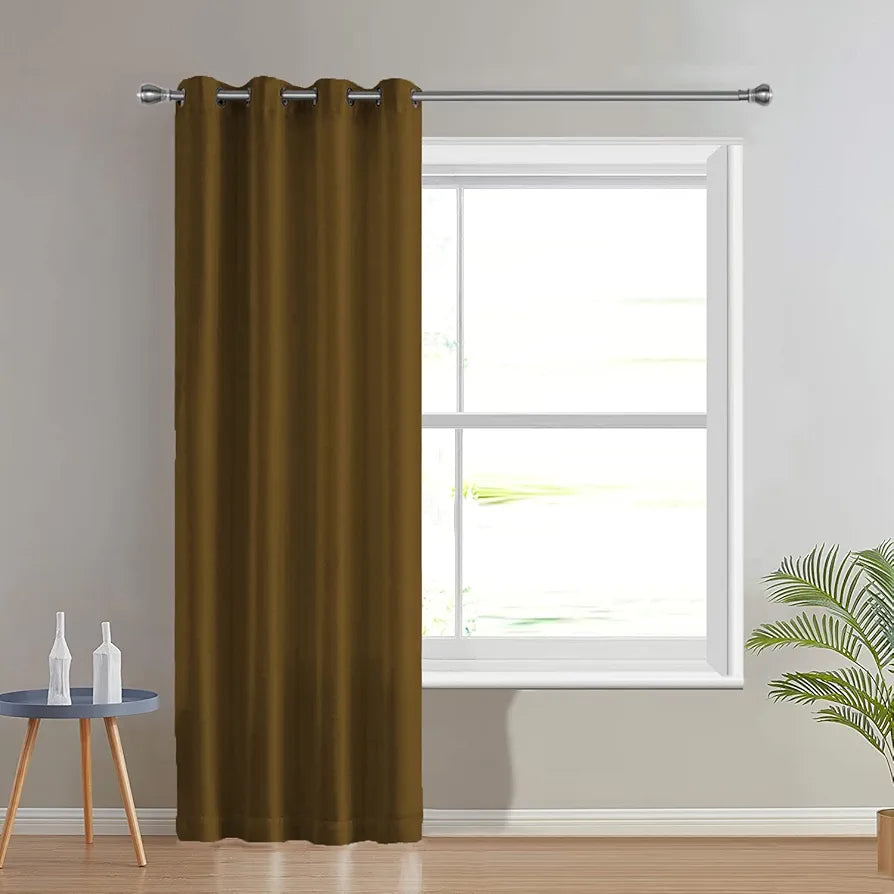 Divine Casa Semi Blackout Door Curtains 7 Feet Colour Meerkat Micro Satin Panels with Metal Eyelets (Pack of 2)