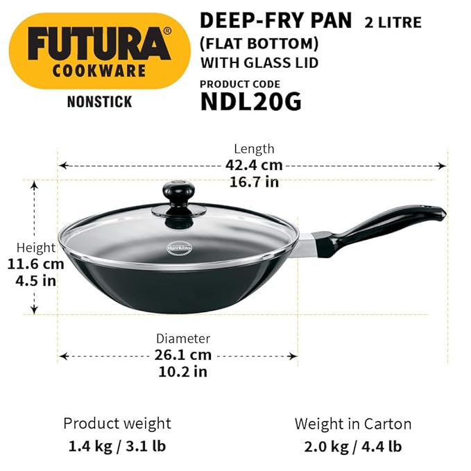 Futura Nonstick Stir-Fry Pan 2 L, 26 cm, 3.25 mm with Glass Lid