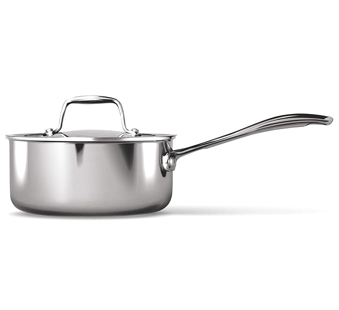 Milton Pro Cook Triply Stainless Steel Sauce Pan with Lid, 14 cm / 1 Litre - 820 gms