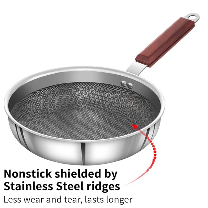 Hawkins 22 cm Frying Pan Triply Stainless Steel Shielded Nonstick Fry Pan