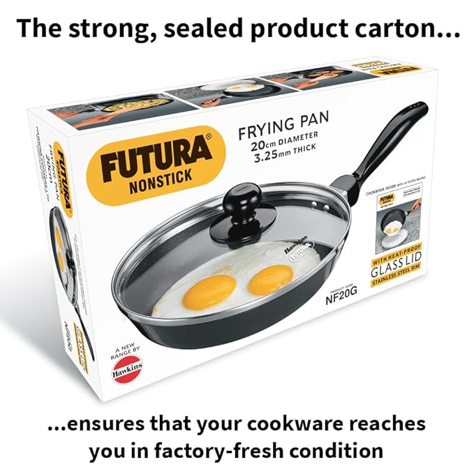 Hawkins Futura 22 cm Frying Pan Non Stick Fry Pan with Glass Lid