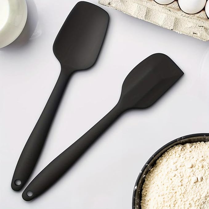 Frenchware Non-stick Premium Silicone Spatula | Large Spatula & Large Spoon, Black | for Cooking, Baking & Mixing, Seamless Design