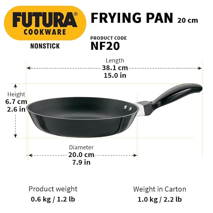 Hawkins Futura 20 cm Frying Pan Non Stick Fry Pan Small Frying Pan Black
