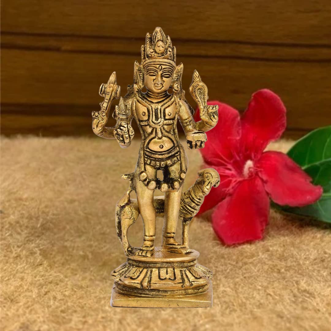 The Advitya Brass Bhairo/ Bhairava With Dog Statue | Mahakal Kaal Bhairav Baba Figurine