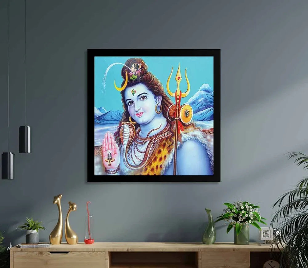 ArtX Mahadev Shiv Shankar Bhole Nath Big Canvas Painting For Living Room With Frame