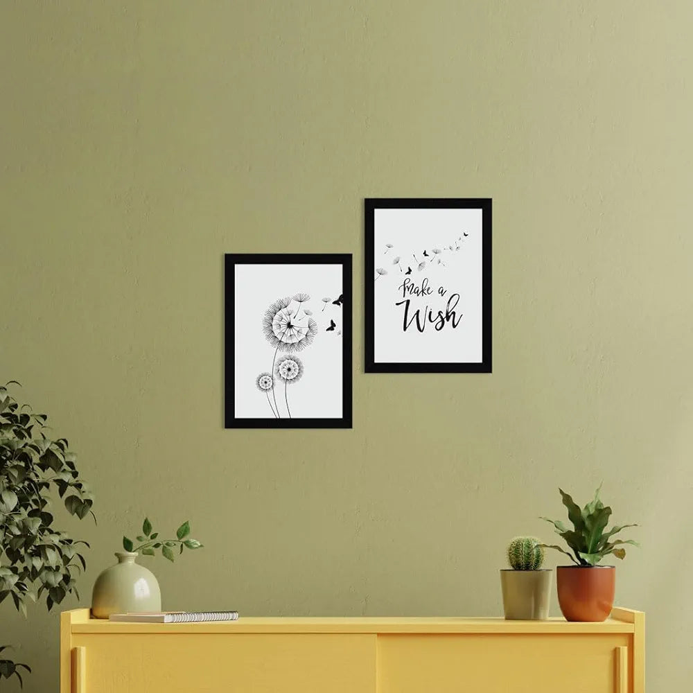 ArtX Paper Make A Wish Motivational Quotes AXDD00115-MOT Wall Frames Set of 2