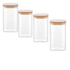 Femora Kitchen Storage Jars Borosilicate Glass Jar With Wooden Lid Air Tight Jar | 1000 Ml | Pack of 4