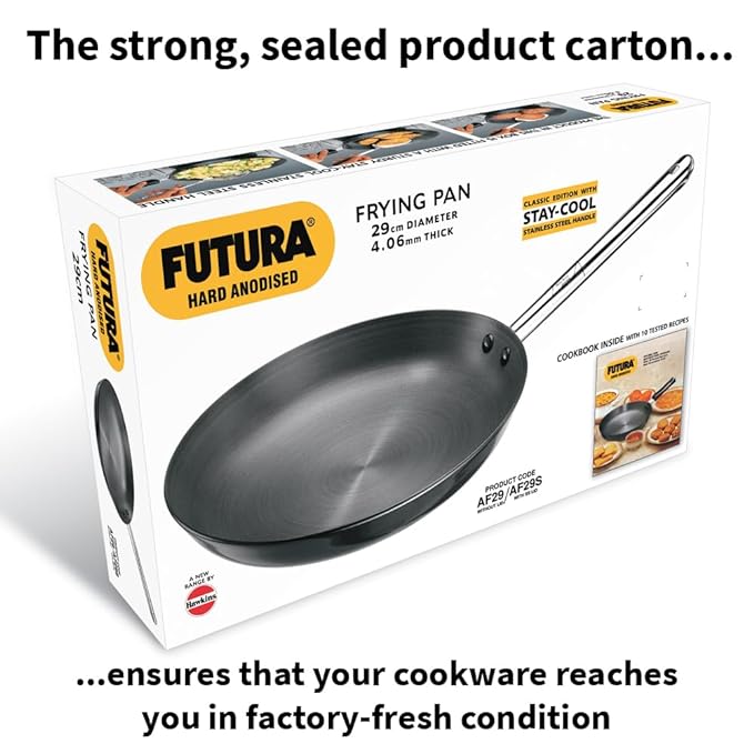 Hawkins Futura 29 cm Frying Pan Hard Anodised Fry Pan with Stainless Steel Handle
