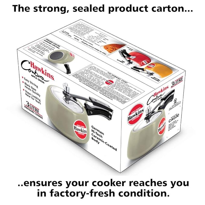 Hawkins 3 Litre Contura Pressure Cooker Ceramic Coated Handi Inner Lid Cooker Apple Green