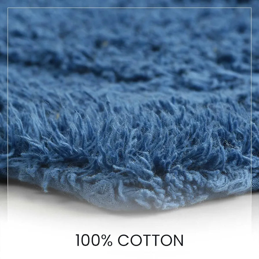 Sashaa World Solid Anti Skid Bathmat And Contour Cotton Colour Navy