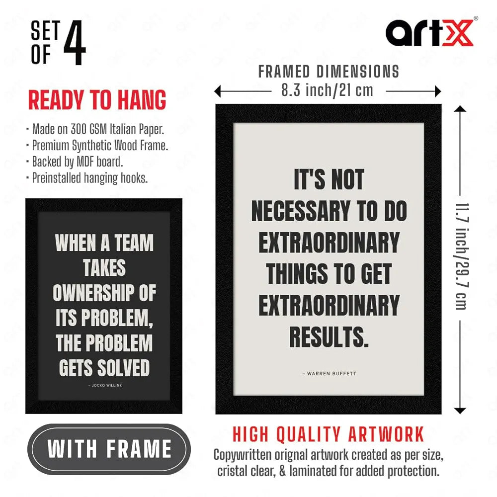 ArtX Paper Business Sales & Marketing Motivational Quotes Wall Frames AXF00195-MOT Set of 4