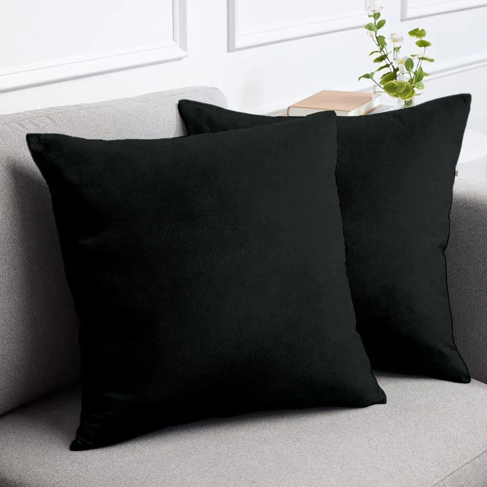 Cloth Fusion Velvet Sofa Cushion Cover Set of 5 Luxurious Cushion Cover Black